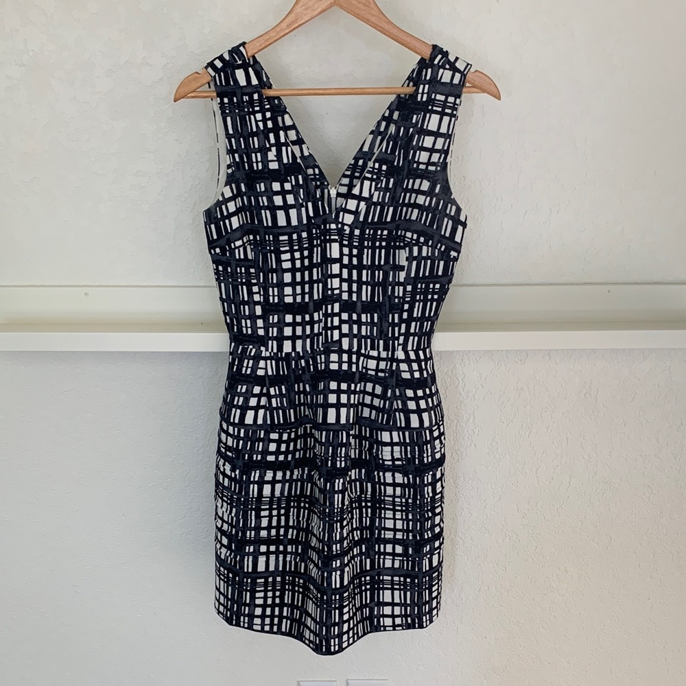 Madewell Black/dark grey and creme Checkered Mini Dress size 0, like new